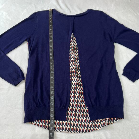 Women's Crewneck Mixed Media Knit Sweater Size Medium Relaxed Fit Colorful - Picture 9 of 9